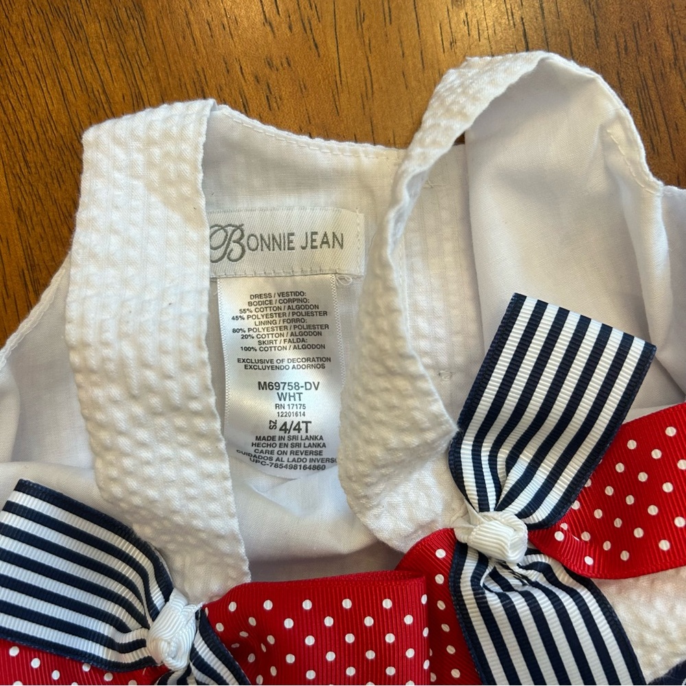 Patriotic Boutique Dress by Bonne Jean | Red White Blue Stars | Toddler Girl 4T - Picture 3 of 5